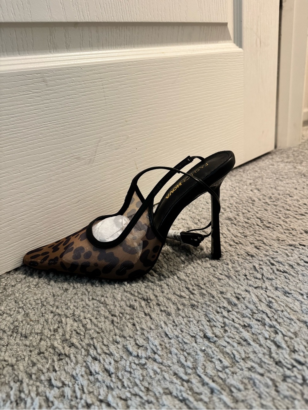 Fashion Nova Leopard Print Pointed Slingback Heels - Black/Brown